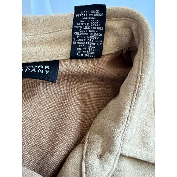 New York & Company Vintage Tan Suede-Look Button Down Shirt – Size M - Picture 6 of 7